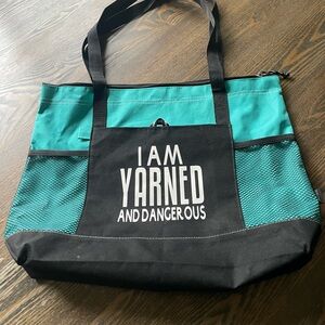 Yarned and Dangerous Teal and Black Tote Bag